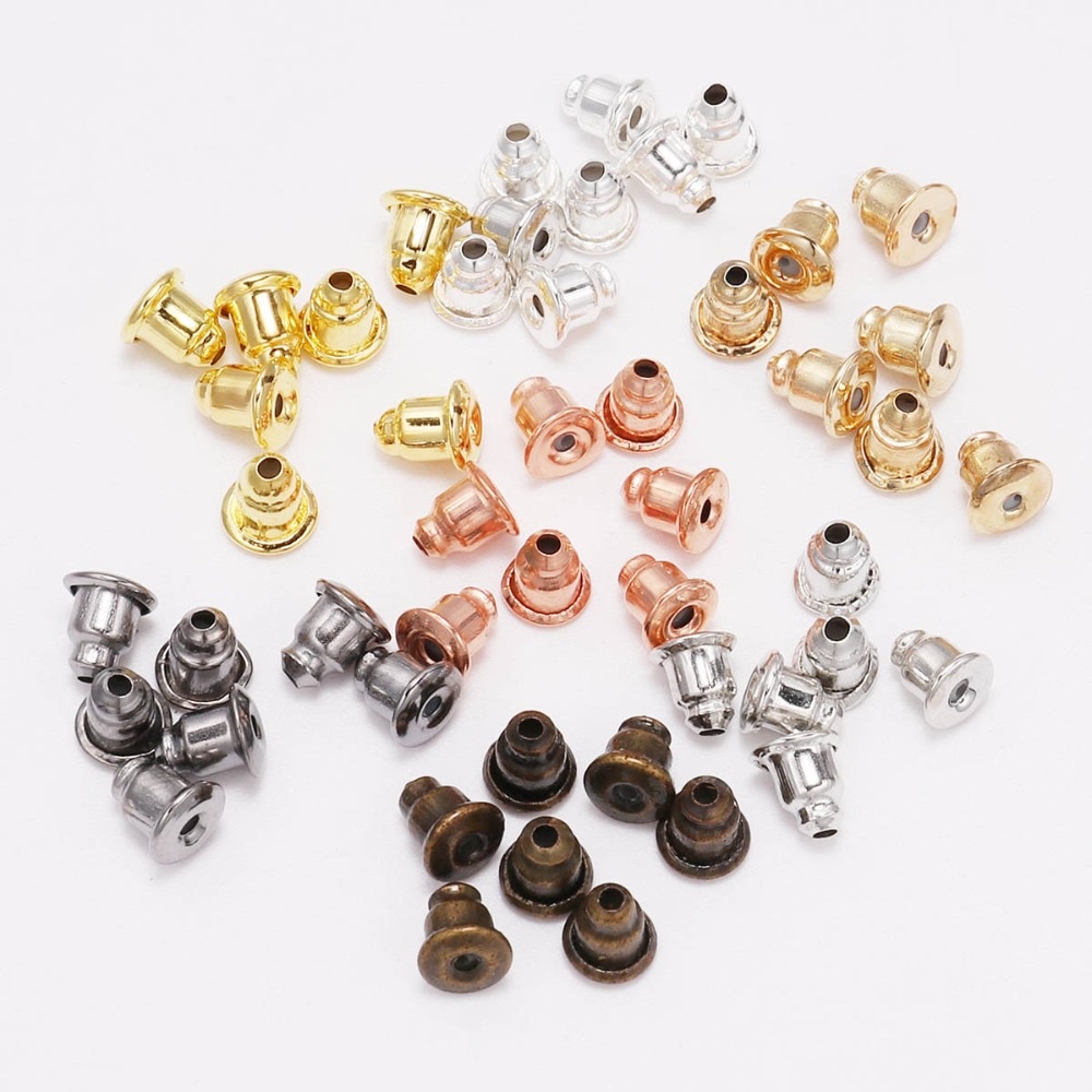 Size 5*6mm 50-200pcs/lot Gold Metal Caps Earring Studs Stopper Bullet Earring Back Plugging Blocked For Diy Jewelry Making