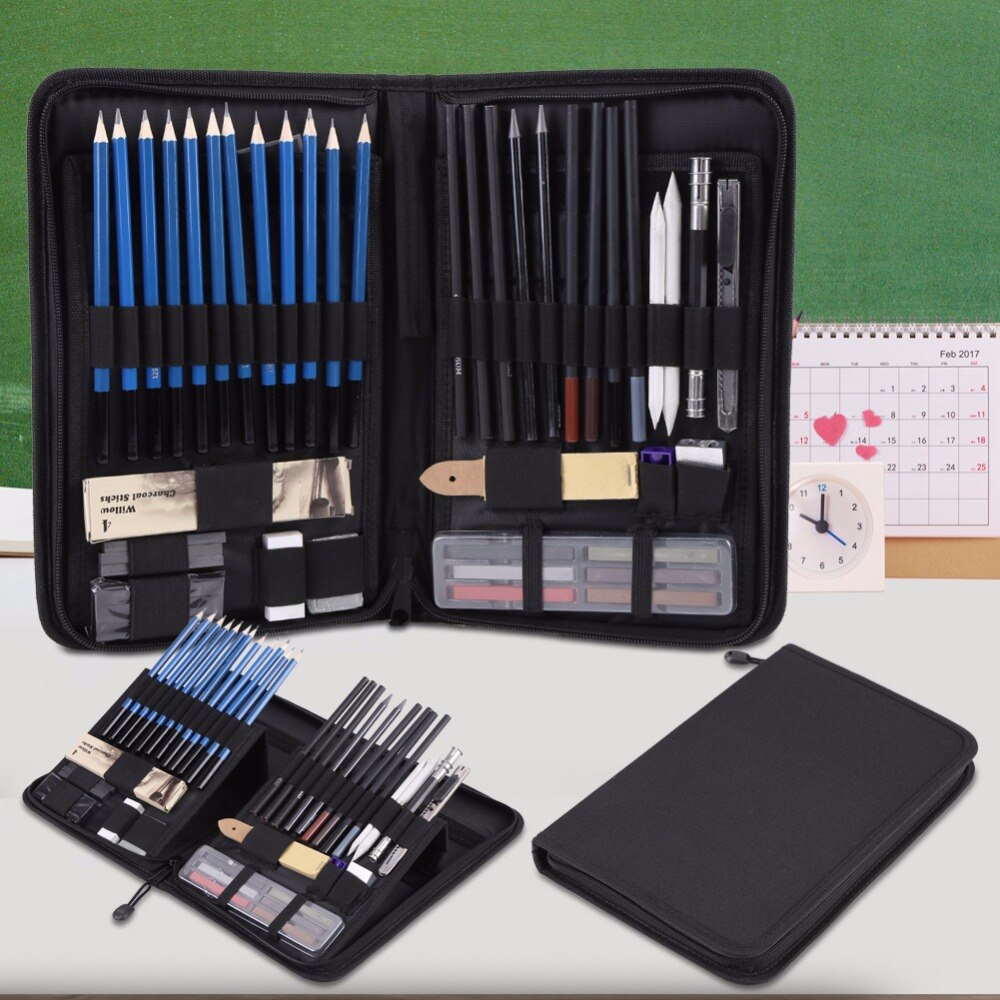Lápiz para dibujar bocetos, Kit de lápices de grafito y carbón, goma de borrar, conjunto de dibujo, al por mayor, 48 unids/bolsa