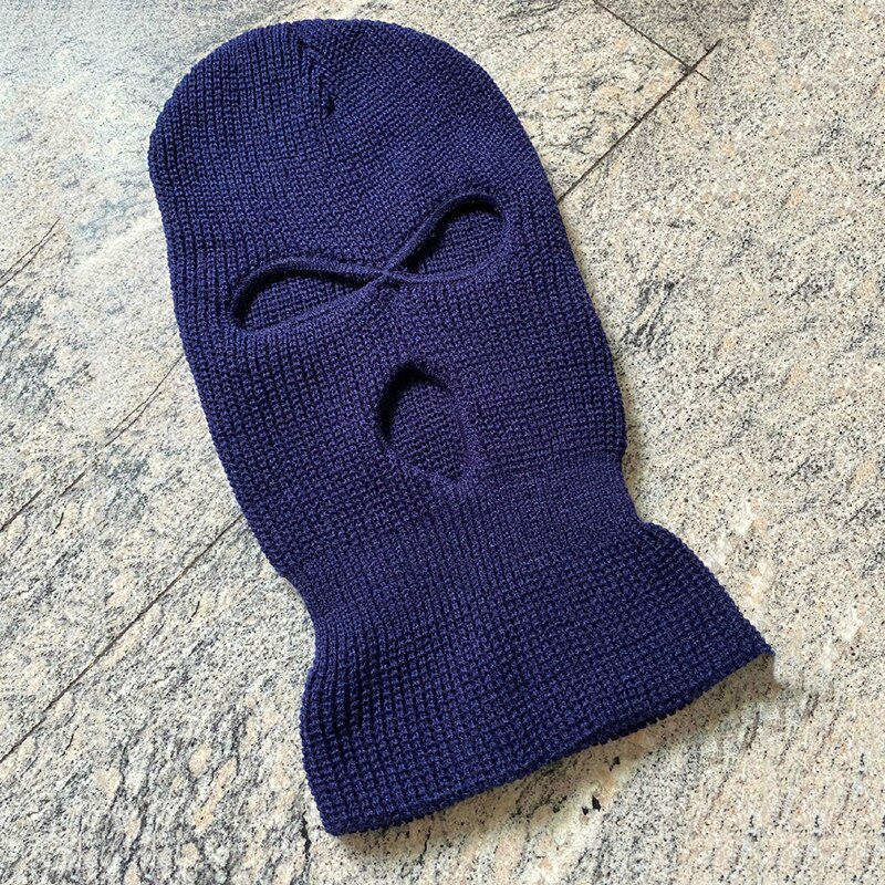 Frauen Ski Maske Männer Winter Warm Skifahren Radfahren 3 Loch Winddicht 3-Loch Gestrickte Sturmhauben Haube Kappe Volle gesicht Maske Im Freien: Marineblau