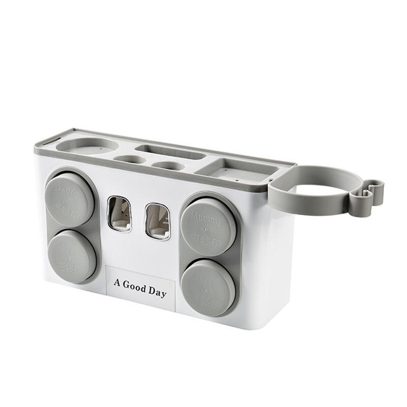 Muur Gemonteerde Tandenborstelhouder Tandpasta Tube Squeezer Tandpasta Houder Tandpasta Dispenser Badkamer Accessoires Badkamer Set: GRAY