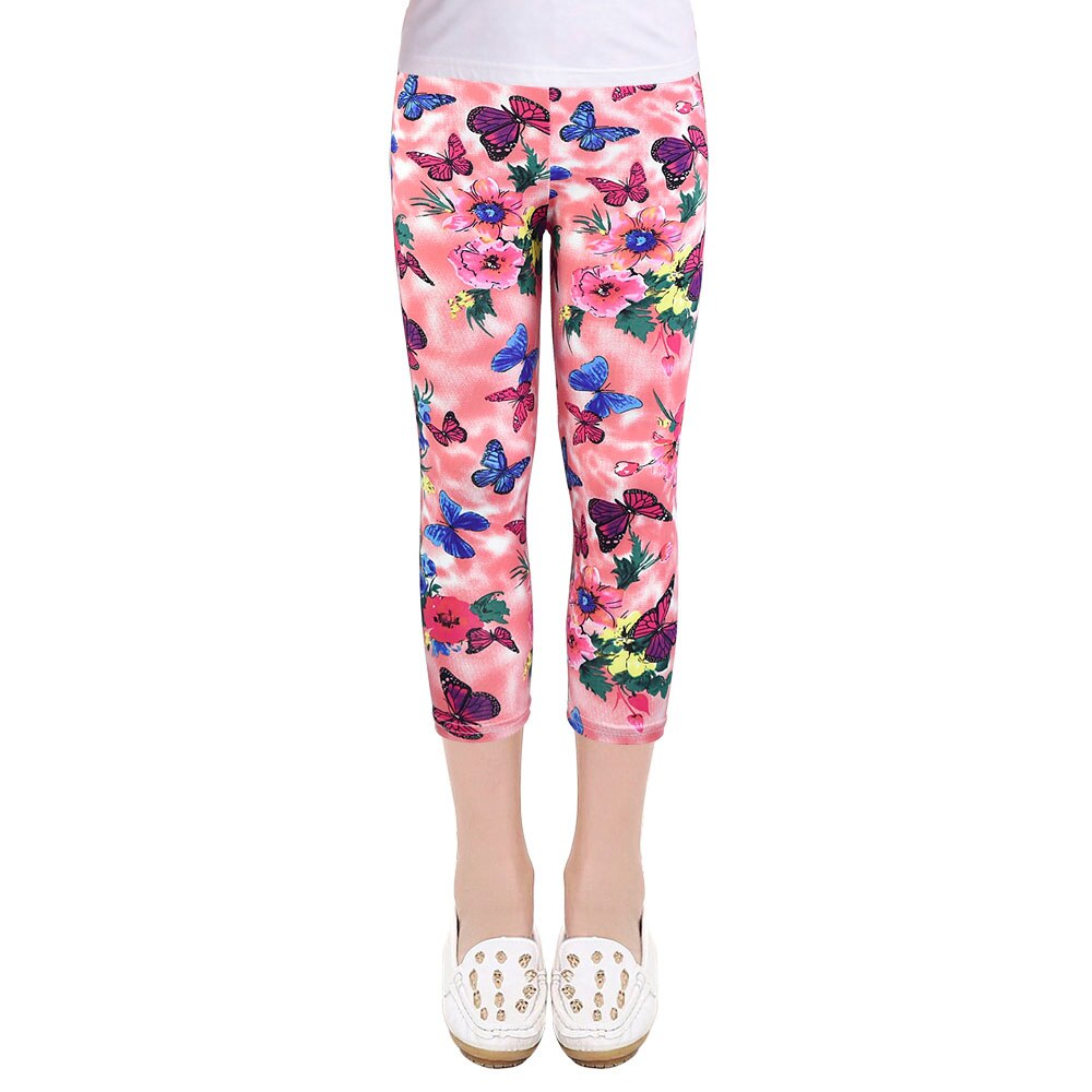 SLAIXIU été filles Leggings slim mollet longueur pantacourt enfants enfants crayon pantalon Leggings pour 4-10Y fille vêtements: SC / 8