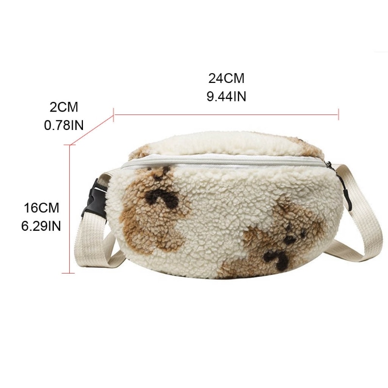 Frauen Lamm Wie Stoffe Flauschigen ist hingefallen Bär Brust Tasche Crossbody Geldbörse für Frauen M68C