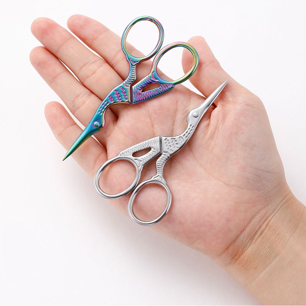 Tijeras de cejas puntiagudas con patrón de pájaro, recortadoras de cejas de acero inoxidable degradado, accesorios de maquillaje de alto nivel