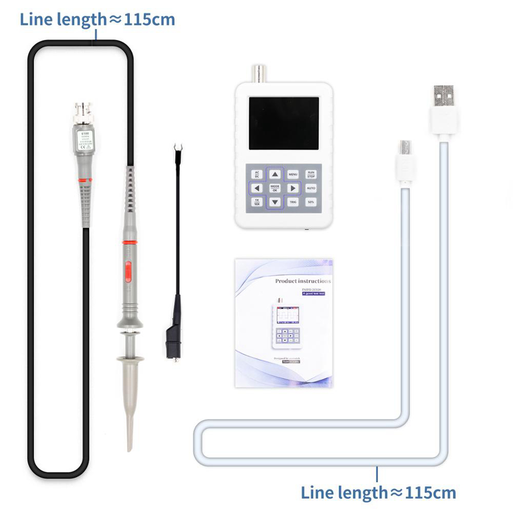 Handheld Mini Portable Digital Oscilloscope 30M 2031H Handheld Bandwidth 200MSps Sampling Rate with P6100 Oscilloscope Probe