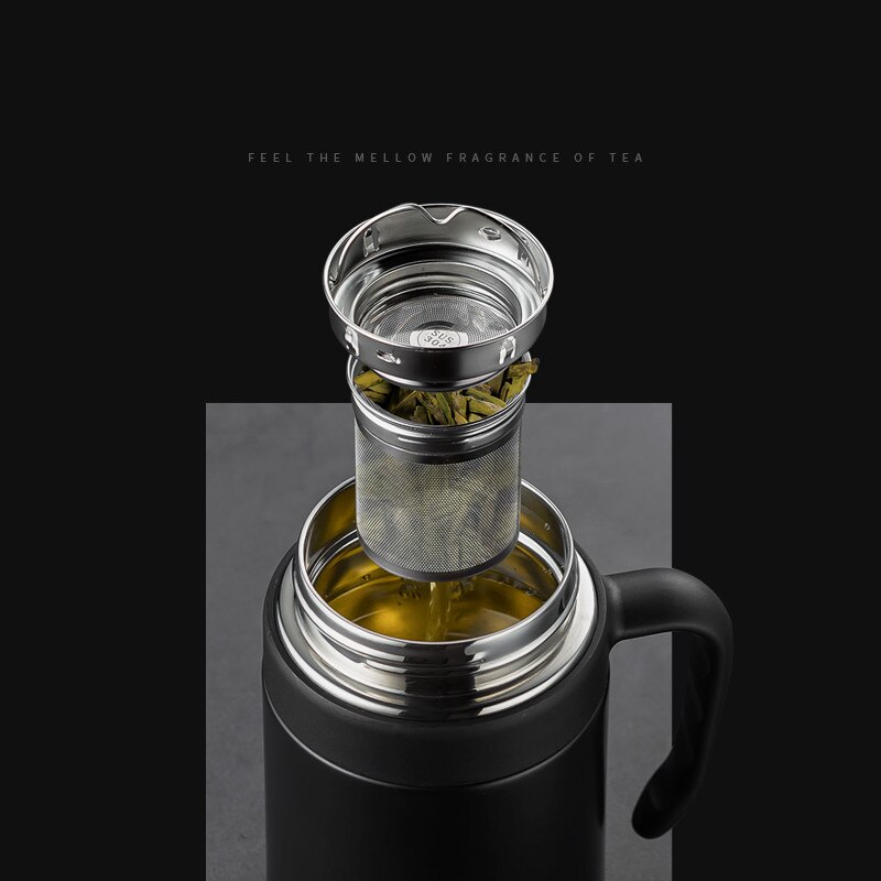 650ML Thermos Coffee Mug With Filter Handle Stainless Steel Insulated Vacuum Tea Cup Home Office LED Temperature Display