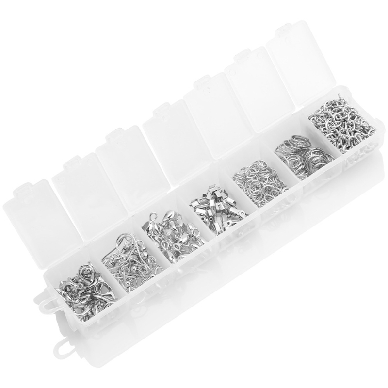 Necklace Earring Making Kit Chain Hooks Closed Loops Lobster Clasps Jewelry for Women Girl DIY Craft 7 Types Silver