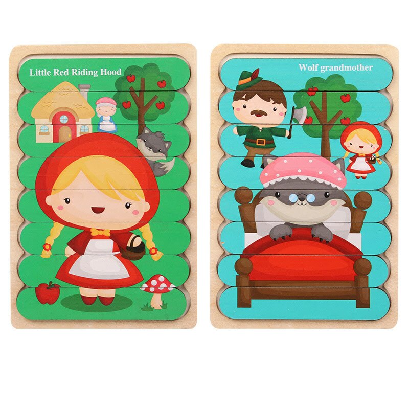 2Pcs Kids 3D Strip Jigsaw Puzzle Cartoon Animals/traffic Wooden Toy Early Learning Toys For Children Montessori Educational: 05