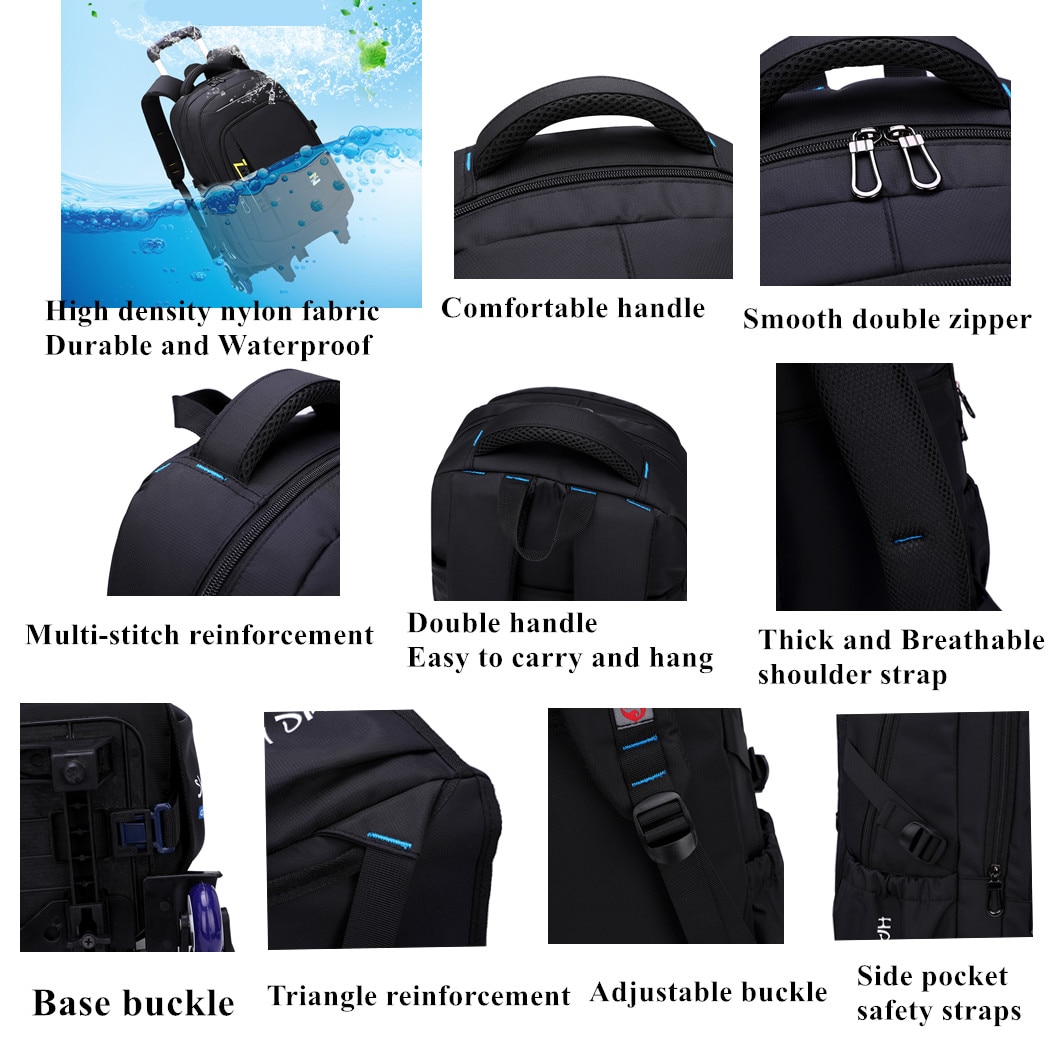 Kids' Luggage Rolling Backpack for Boys Wheeled Bag Trolley School Bags Carry On Travel Luggage Mochila