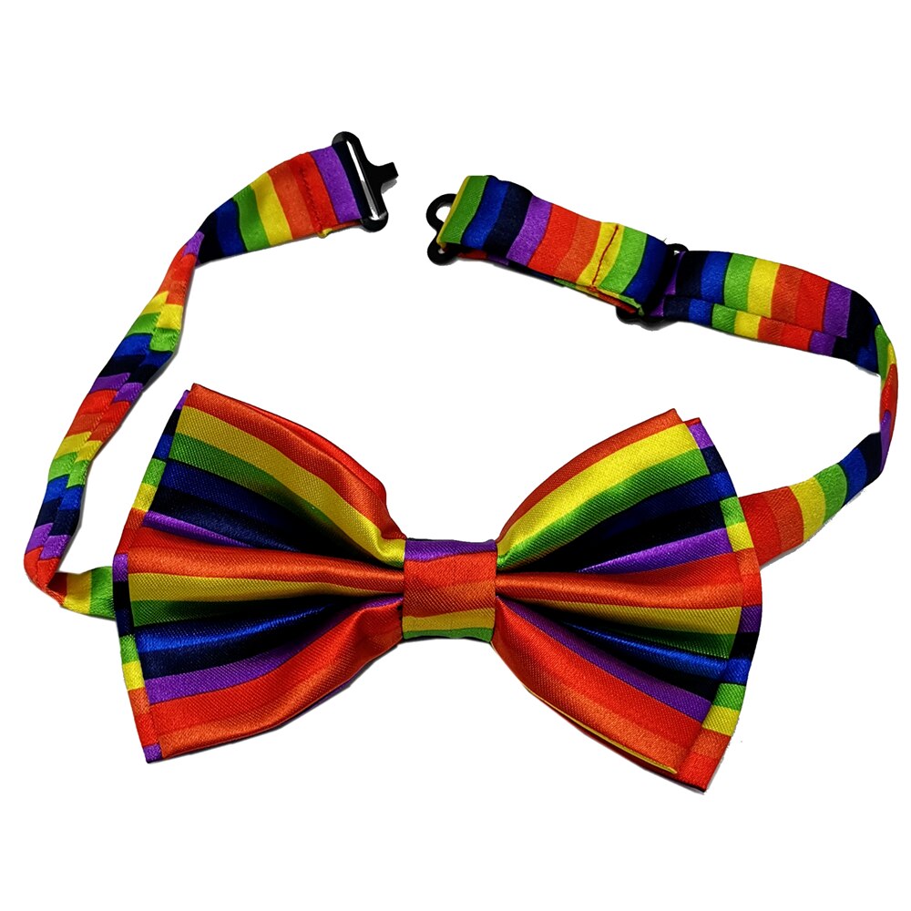 12*7.5 CM Unisex Adult Double layer Colorful Rainbow Bow Tie Striped Neck tie men and women shirt match for wedding: Color 3
