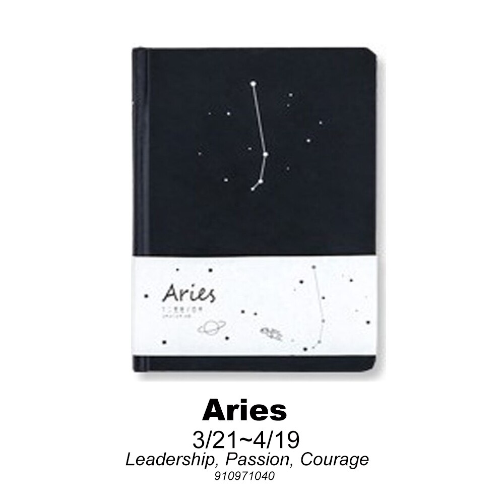 Simple Twelve Constellation A5 study Notebook Art Student Classroom Notepad Black Inner Core Dot Matrix Blank Lattice Book: Aries