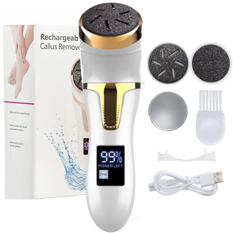 Oplaadbare Elektrische Voet Bestand Elektrische Pedicure Sander IPX7 Waterdichte 2 Snelheden Voet Eelt Remover Voeten Dode Huid Eelt: White with box