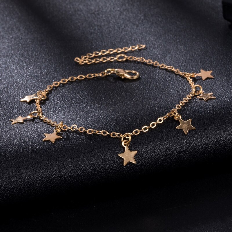 Goud Kleur Pentagram Enkelbanden Barefoot Voet Sieraden Been Enkelbanden Op Voet Enkel Armbanden Voor Vrouwen