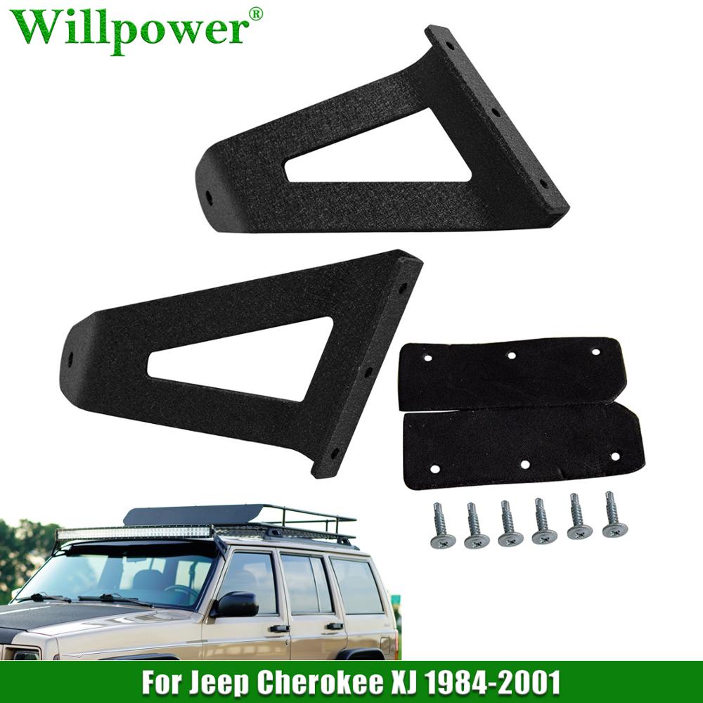 Bil øvre frontrute tak 50 "buet led lys bar monteringsbrakett for jeep cherokee  xj 1984-2001 led bar installasjonsholder