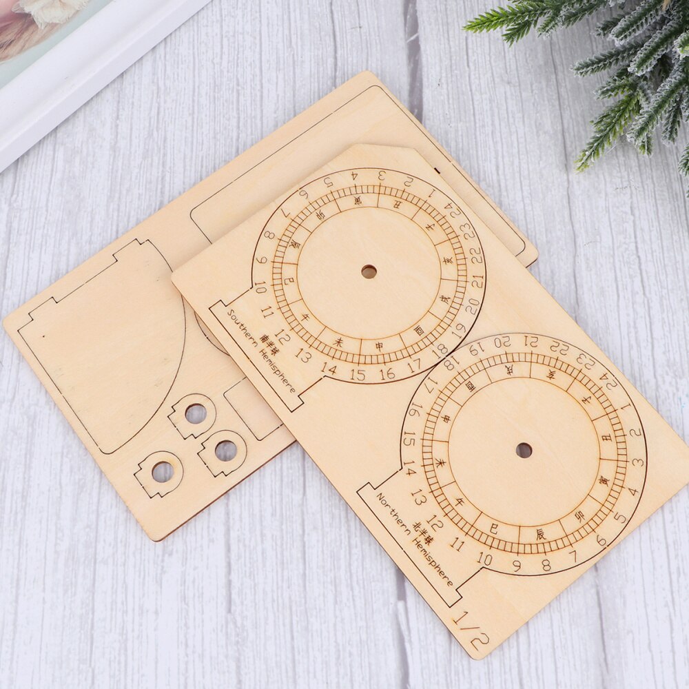 Reloj Solar ecuatorial para niños, modelo científico de madera, ayuda para la enseñanza, juguetes educativos, 1 unidad