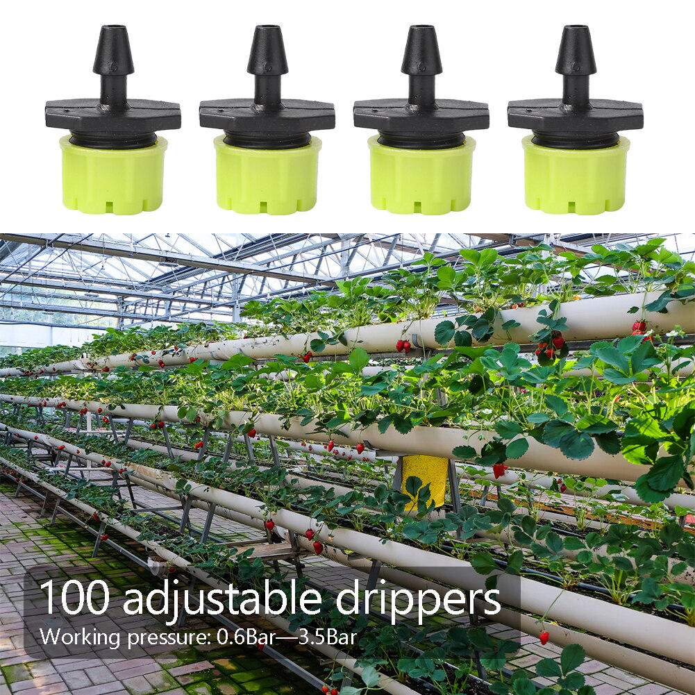 100pcs Adjustable Water Dropper Micro Flow Irrigation Hose Drip Head Kit