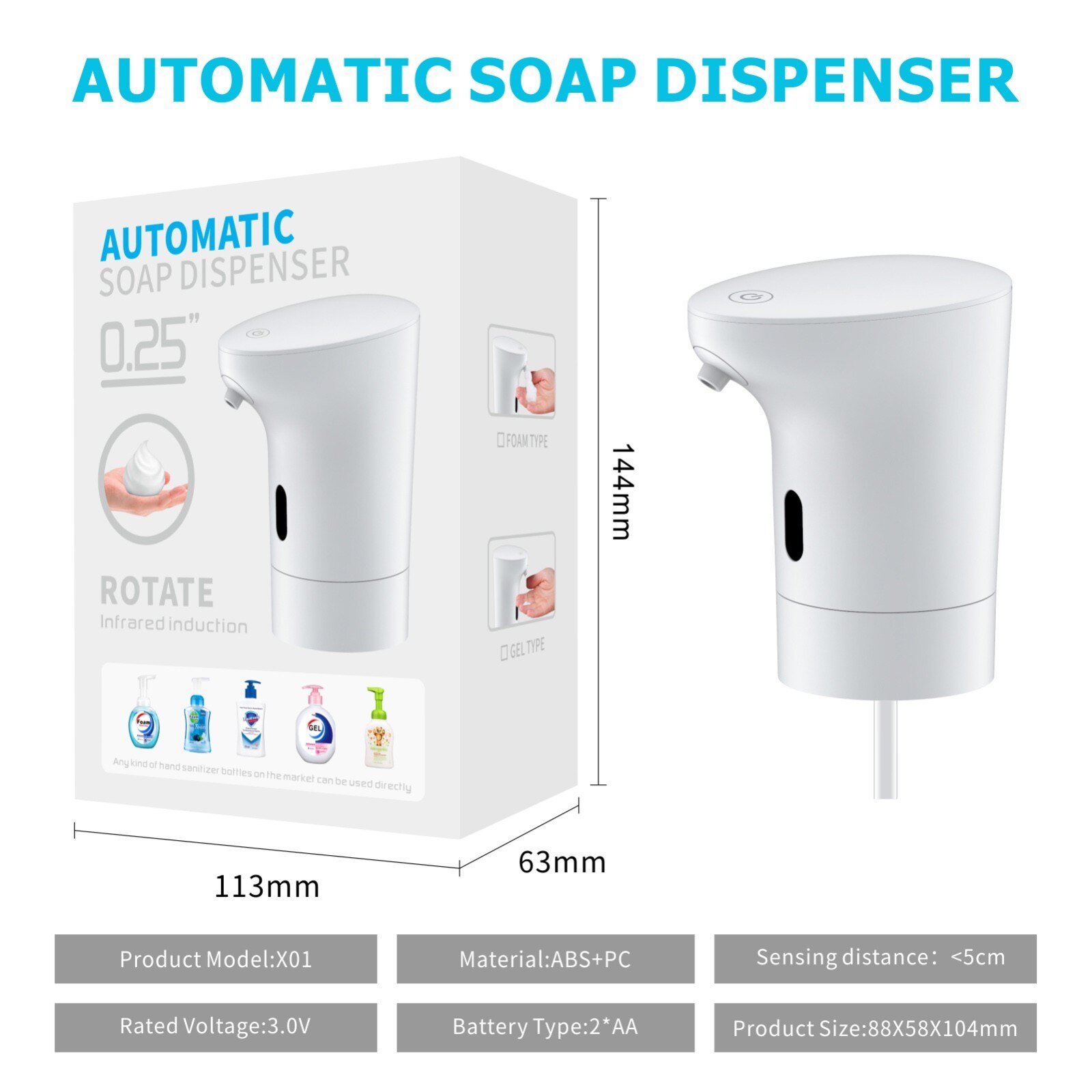 Stainless Steel Automatic Soap Dispenser Handsfree Automatic IR Smart Sensor Touchless Soap Liquid Dispenser
