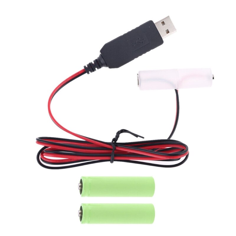 LR6 AA Battery Eliminator 2m USB Power Supply Cable Replace 1 to 4pcs AA Battery X3UD
