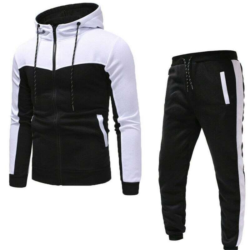 Survêtement à capuche pour hommes, ensembles de vêtements de sport masculins, sweat-shirt + pantalon, avec fermeture éclair, ensemble 2 pièces, automne-hiver, collection survêtement