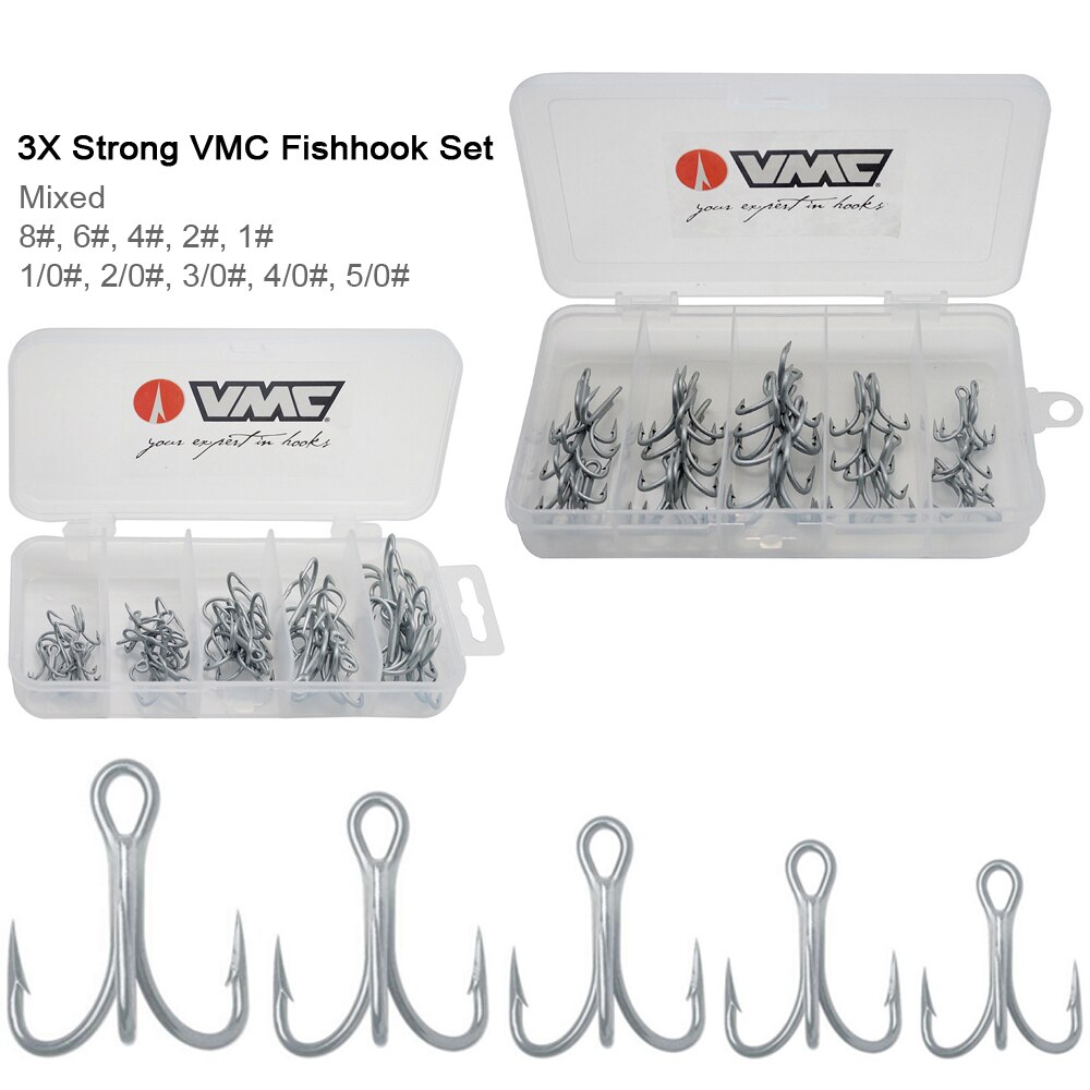 VMC Fishing Hook Set 3X Strong Treble Hooks Strengthen Anchor Sharp Short Cut Fishhook Sea Rock Fishing Tackle 8# - 5/0#