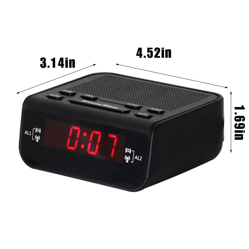 Digital LED Alarm Clock Radio Modern Red LED Time Display Clock FM Radio Dual Alarm Buzzer Snooze Sleep Radio AC EU Plug