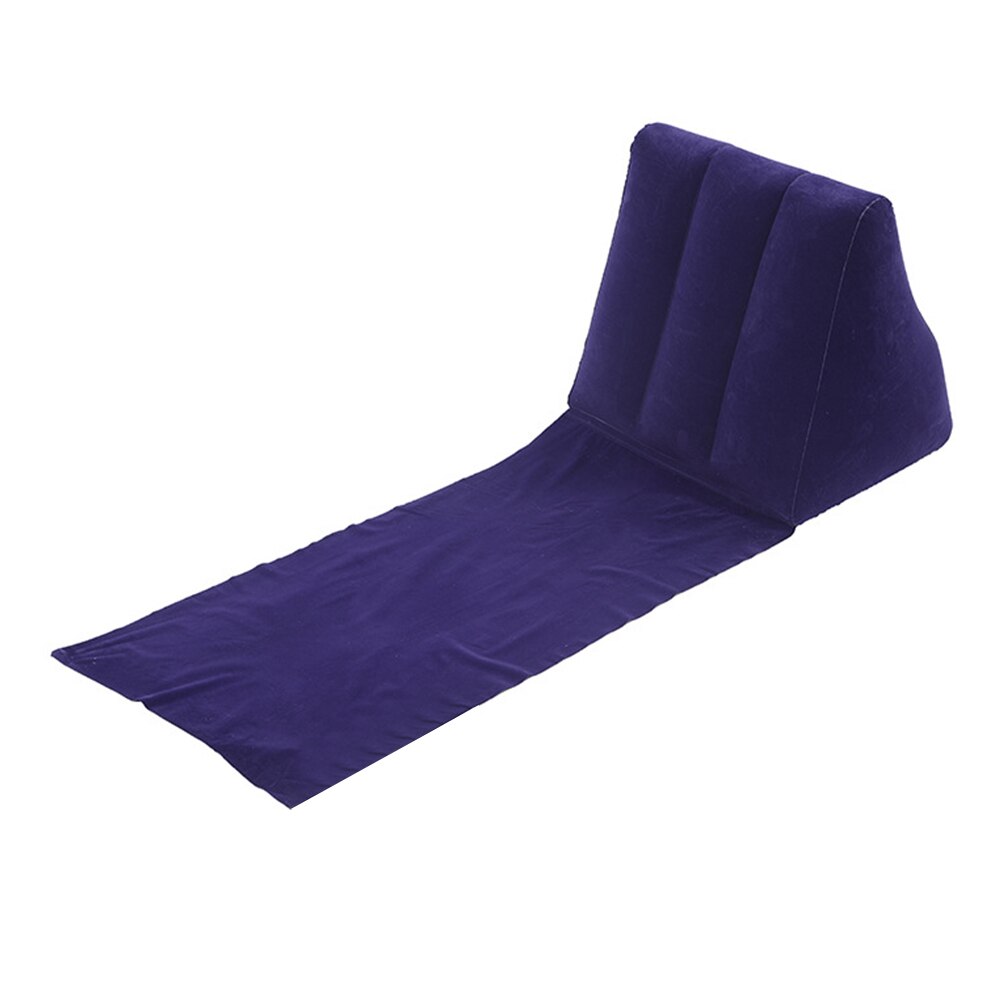 PVC Inflatable Beach Mat Camping Lounger​ Waterproof Back Pillow Triangle Cushion Chair Seat Air Bed OutdoorTravel Accessories: Deep purple blue