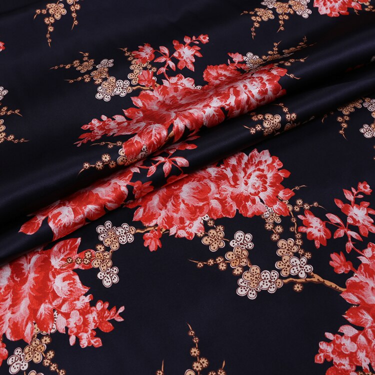 Bloemen Digital Print 140Cm 19Momme 93% Zijde 7% Spandex Charmeuse Stof Voor Jurk Elasticiteit Diy Naaien zomer