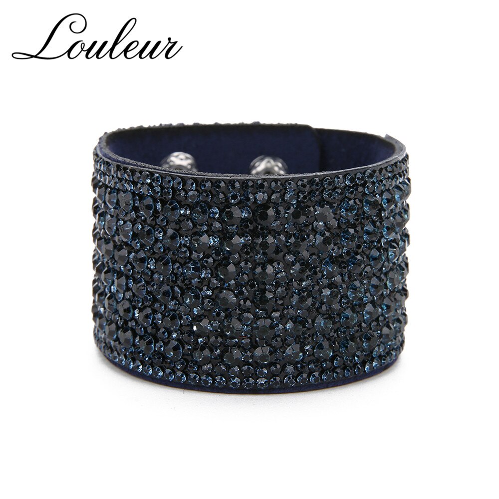 Louleur Breiten Leder Kristall Armbänder & Armreifen Für Frauen Mädchen Handgemachte Weibliche Charme Manschette Armbinde Armbinde Partei Schmuck