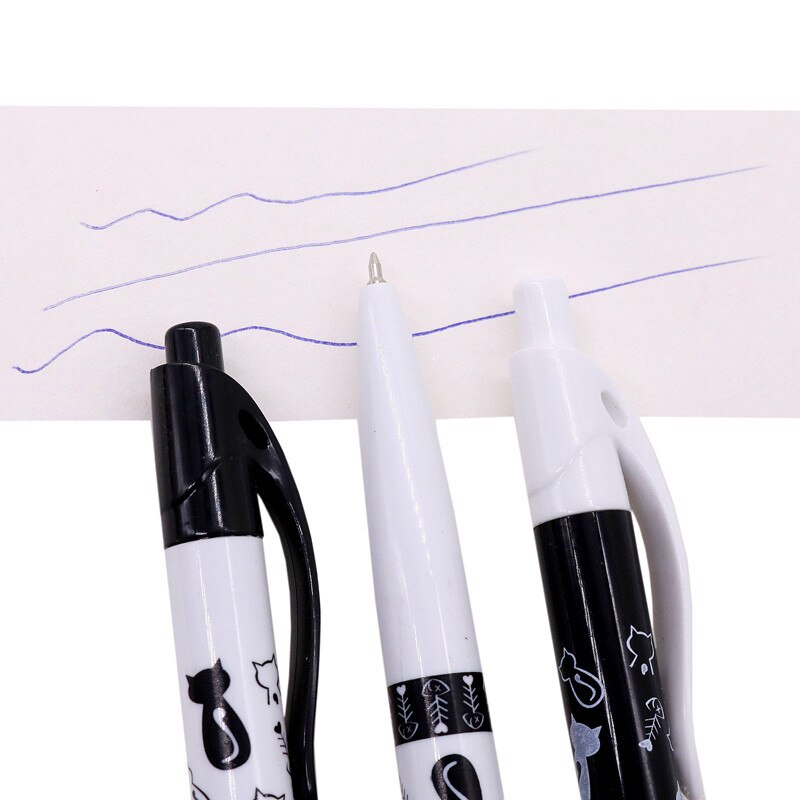 20 teile/los Blau Refill 0,7mm Kugelschreiber Schwarz Und Weiß Gedruckt Katze Muster Schreiben Stift Student Schreibwaren