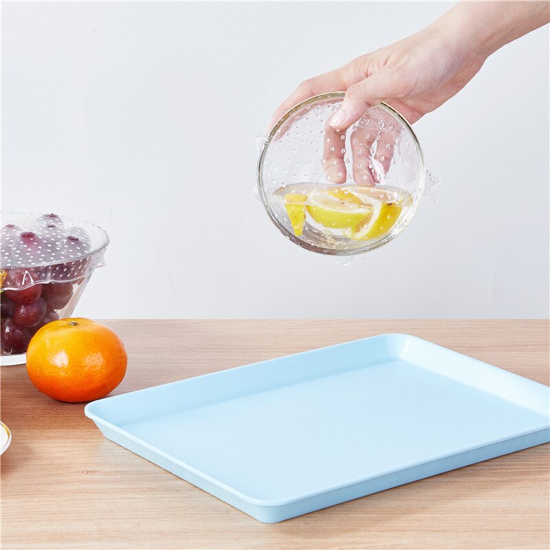 4Pcs/lot Reusable Silicone Wrap Seal Food Fresh Keeping Wrap Lid Cover Stretch Miracle Wrap Lids