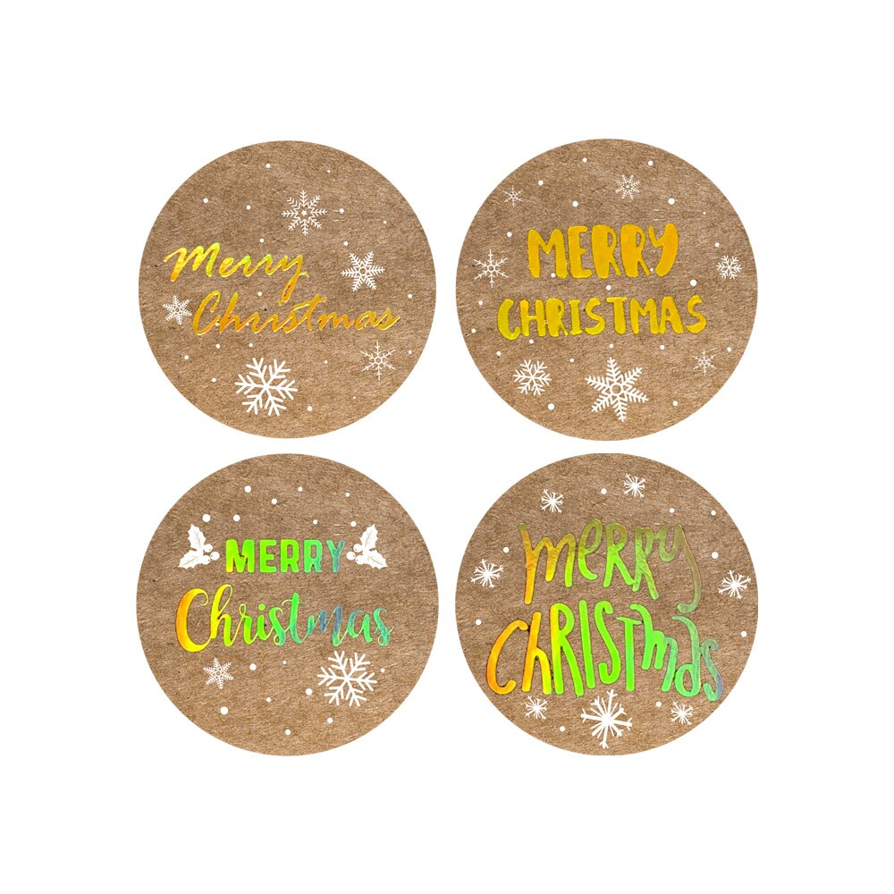 500 Pcs/Roll Merry Christmas Stickers Seal Labels Gold Silver 1 Inch Round Stickers For Handmade Sticker Card Box Package Labels
