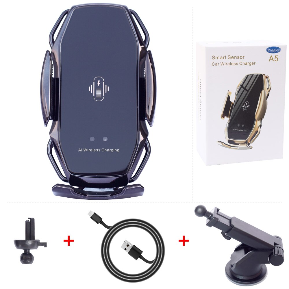 Cargador inalámbrico de inducción inteligente de dos puntos, soporte de carga rápida de 10W para Samusng S10/10 +/9/8 Note9 Iphone XS XR XS MAX Qi: Gun with holder