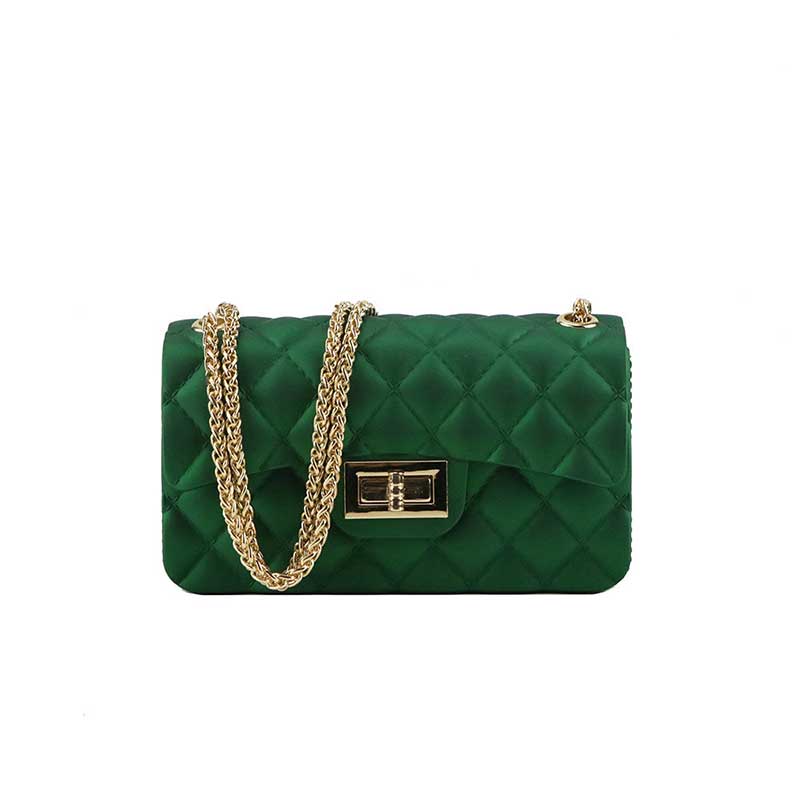 Color bag mini sweet wind mill sand jelly bag ling coloured drawing or pattern plaid one shoulder chain worn handbag: Green small