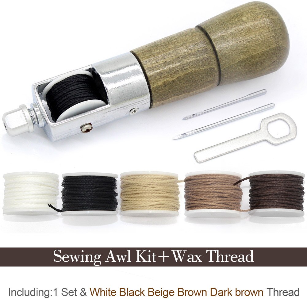 DIY Shoe Repair Leather Supplies Craft with Needle Waxed Thread Leathercraft Accessories Stitching Awl Tool Kit Sewing Machine: PG08X1