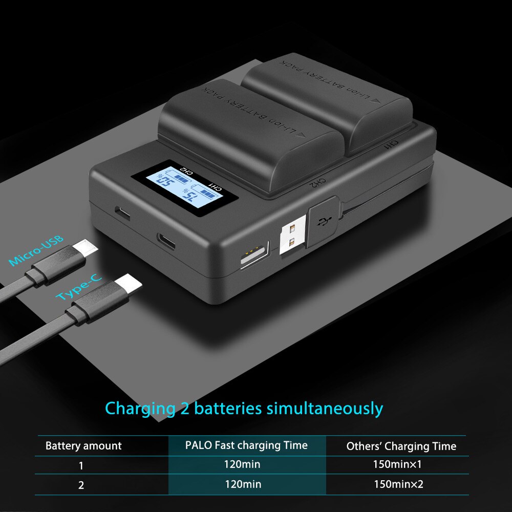 PALO LPE6 LP-E6 E6N LP E6 Camera Battery +LCD Dual Charger For Canon EOS 5DS R 5D Mark II 5D Mark III 6D 7D 70D 80D XC10 Camera