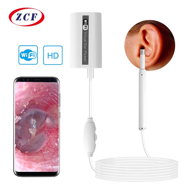 F170 WIFI Ear Cleaning Endoscope HD720P Visual Ear Picker 5.5mm Inspection Otoscope Camera Ear Tunnel Camera for Android PC IOS