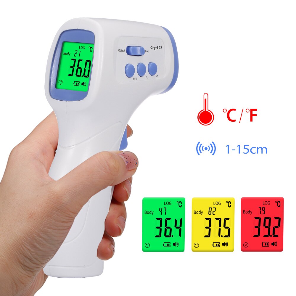Berøringsfrit øre pandetermometer digitalt lcd display kropstermometer infrarød temperaturmåling ℃ og ℉ omskiftelig: Md1098