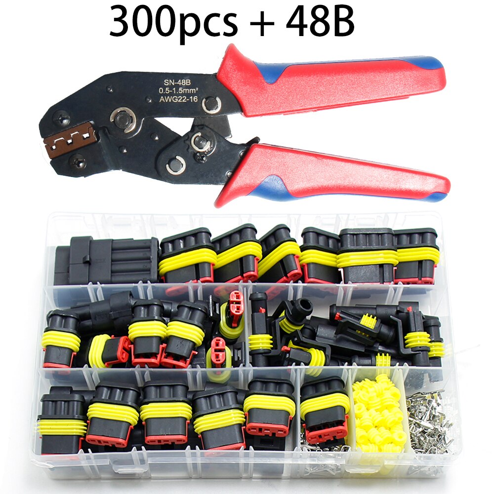 Vattentäta kopplingar kit bilkabel snabbkoppling elektrisk i bil kablar auto tätning uttag 1 2 3 4 5 6 stifts plug kit sätt: 300 st 48b