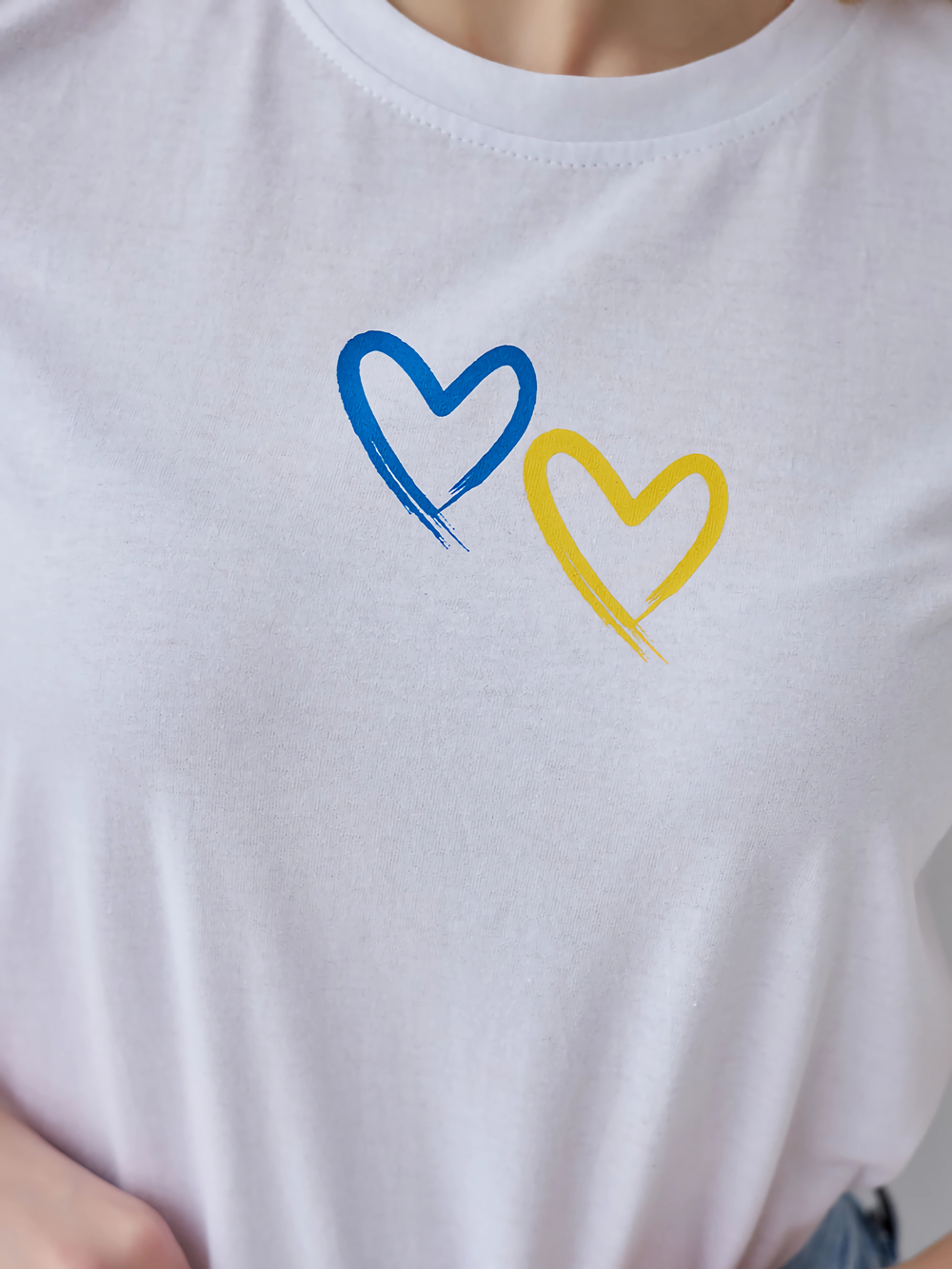 Ukrainsk flag matchende dobbelt kærlighedsskjorte sommer-t-shirt med enkelt tryk dame-t-shirt i boutique-bomuld med patriotismeærmer