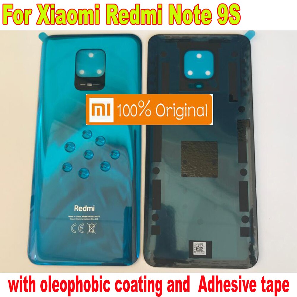 Original bagside batteridæksel note 9 5g glas baghus dørkasse til xiaomi redmi note 9s note 9 pro 10x 4g med klæbende tape