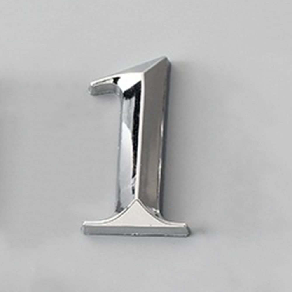 3D Self Adhesive House Number Stickers 5 Cm Silver Door Plate Sign Digits ABS Plastic Label Apartment Hotel Office Door Address: 1