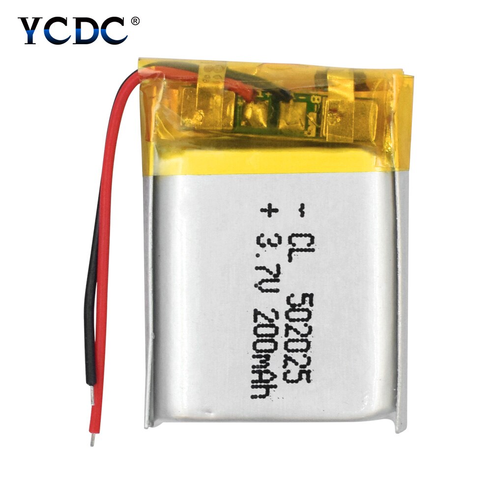 502025 batteri 3.7v 200 mah genopladelige batterier lithium polymer batteri med beskyttelseskort til  mp3 gps fjernbetjeninger