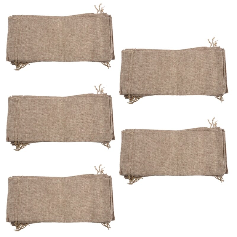 50Pcs Jute Wine Bags, 14 X 6 1/4 Inches Hessian Wine Bottle Bags With Drawstring: Default Title