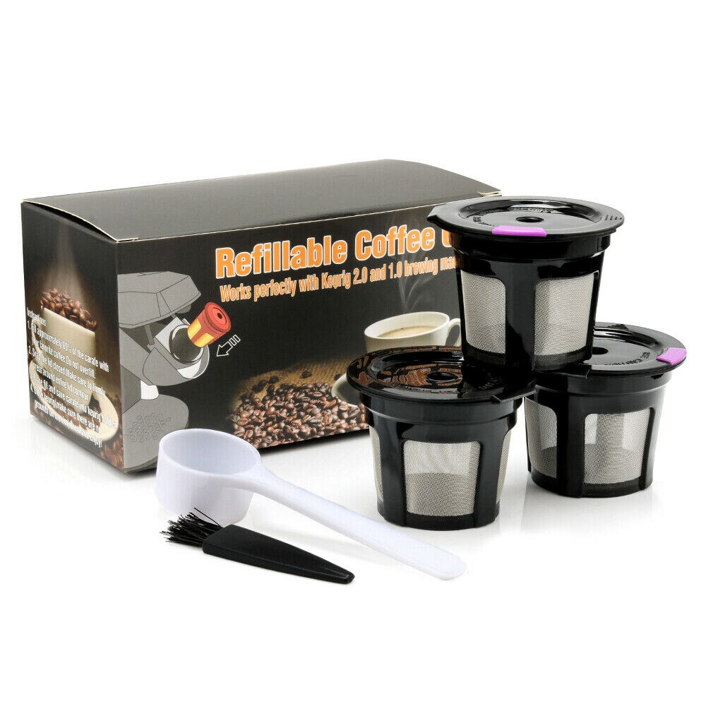 Keurg – Capsule de café rechargeable, filtre k-cup réutilisable pour 2.0 et 1.0 brasseurs, keurg, machine k-carafe: 3pcs