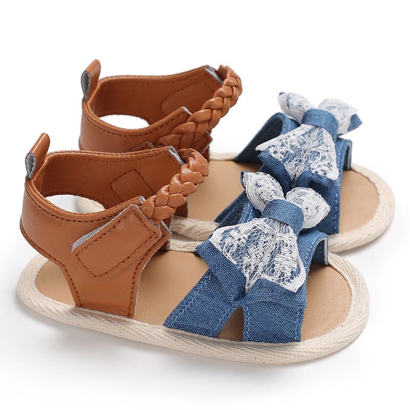 Peuter Meisje Baby Boog-Knoop Sandalen Zomer Canvas Baby Schoenen Prewalker 0-18M: Bow knot / 7-12 Months