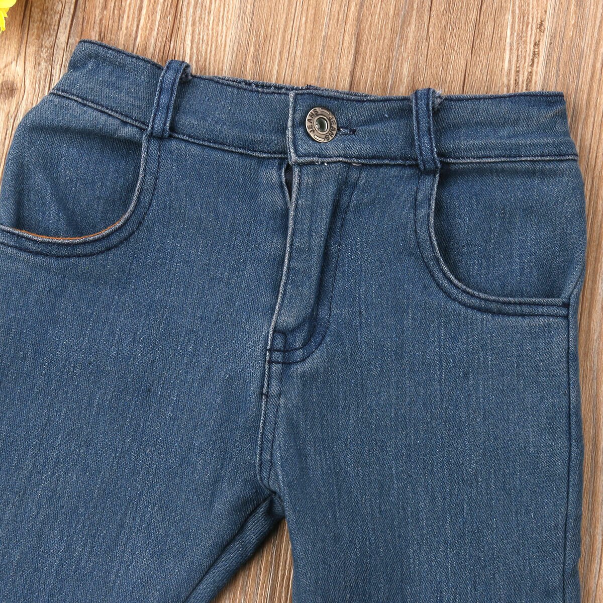Pantalones vaqueros de de para niñas, pantalones largos para niños pequeños, pantalones acampanados de mezclilla con volantes, pantalones holgados, trajes de primavera y verano para niños