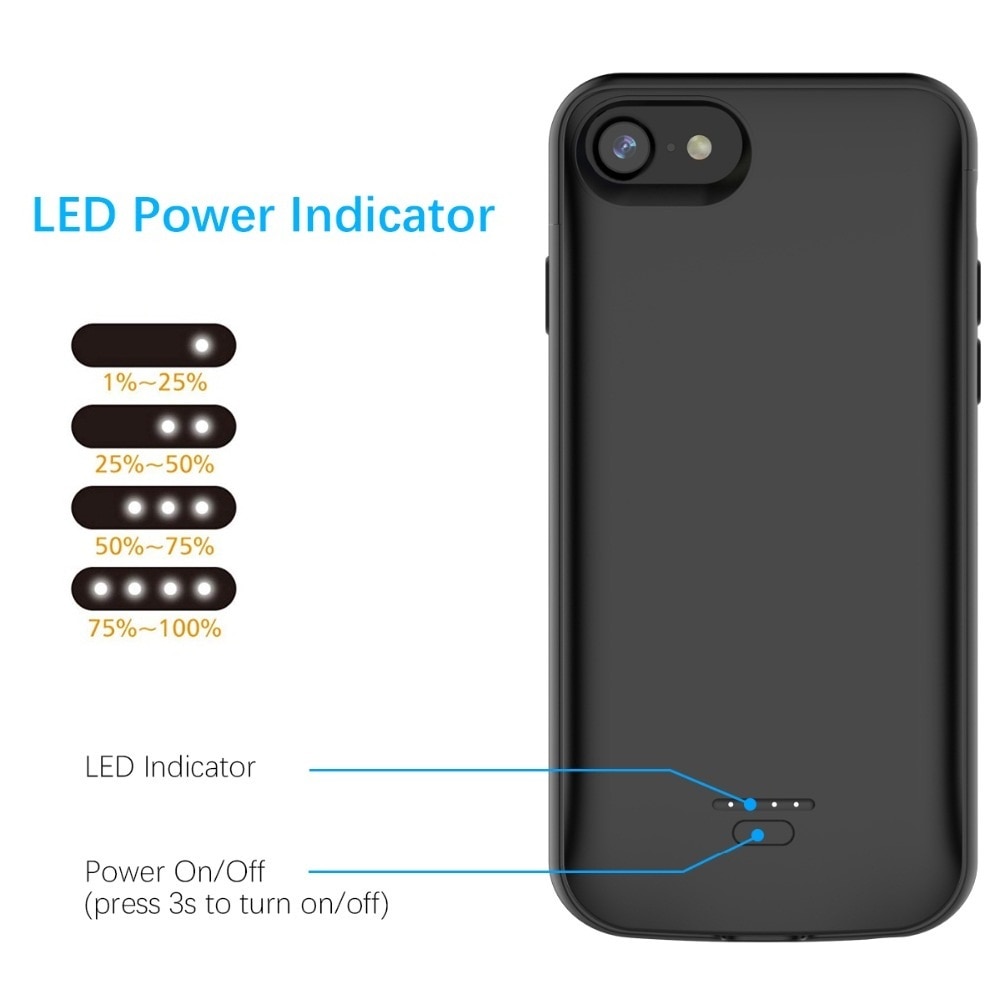 Funda para iPhone 5, 5SE, 5S, 6, 7, 8 Plus, cargador de batería externa, funda de carga para iPhone X, XR, XS, MAX