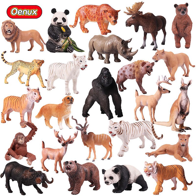 2 Stuks Wild Jungle Zoo Animal Model Actiefiguren Leeuw Tige Rhino Cheetah Collection Beeldjes Educatief Speelgoed Voor Kinderen