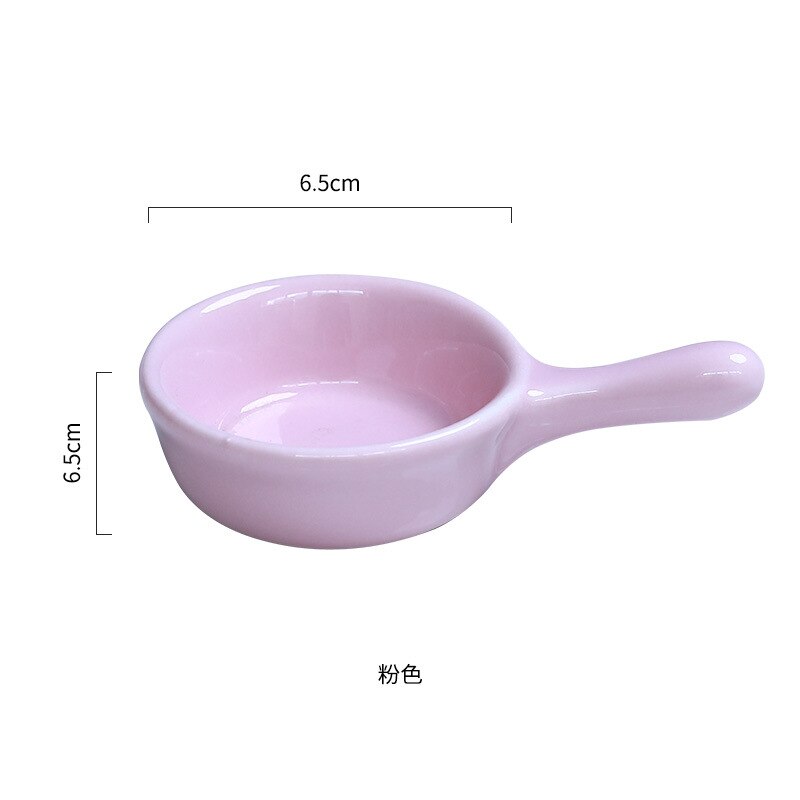 Japanese Style Handle Mini Small Porcelain Dish Seasoning Sauce Vinegar Sauce Dish Dipping Ceramic Seasoning Dish Solid Color: Pink
