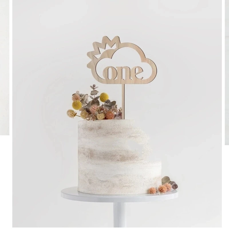 One Cake Topper Wooden One Baby Cake Topper Acrylic Gold Topper for Kid 1st Birthday Party Cake Decorations Baby Shower: light green