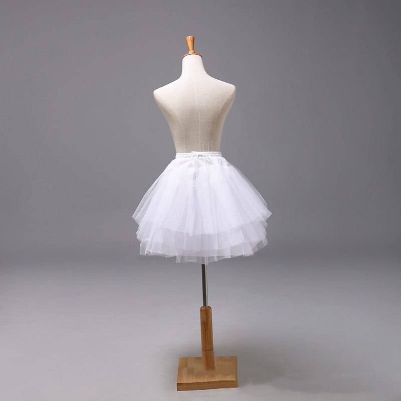 Short Petticoats 3 Layers Underskirt Wedding Dress Adjustable Lace Cosplay White Black Ballet Petticoat for Bridal Lady Girls: White